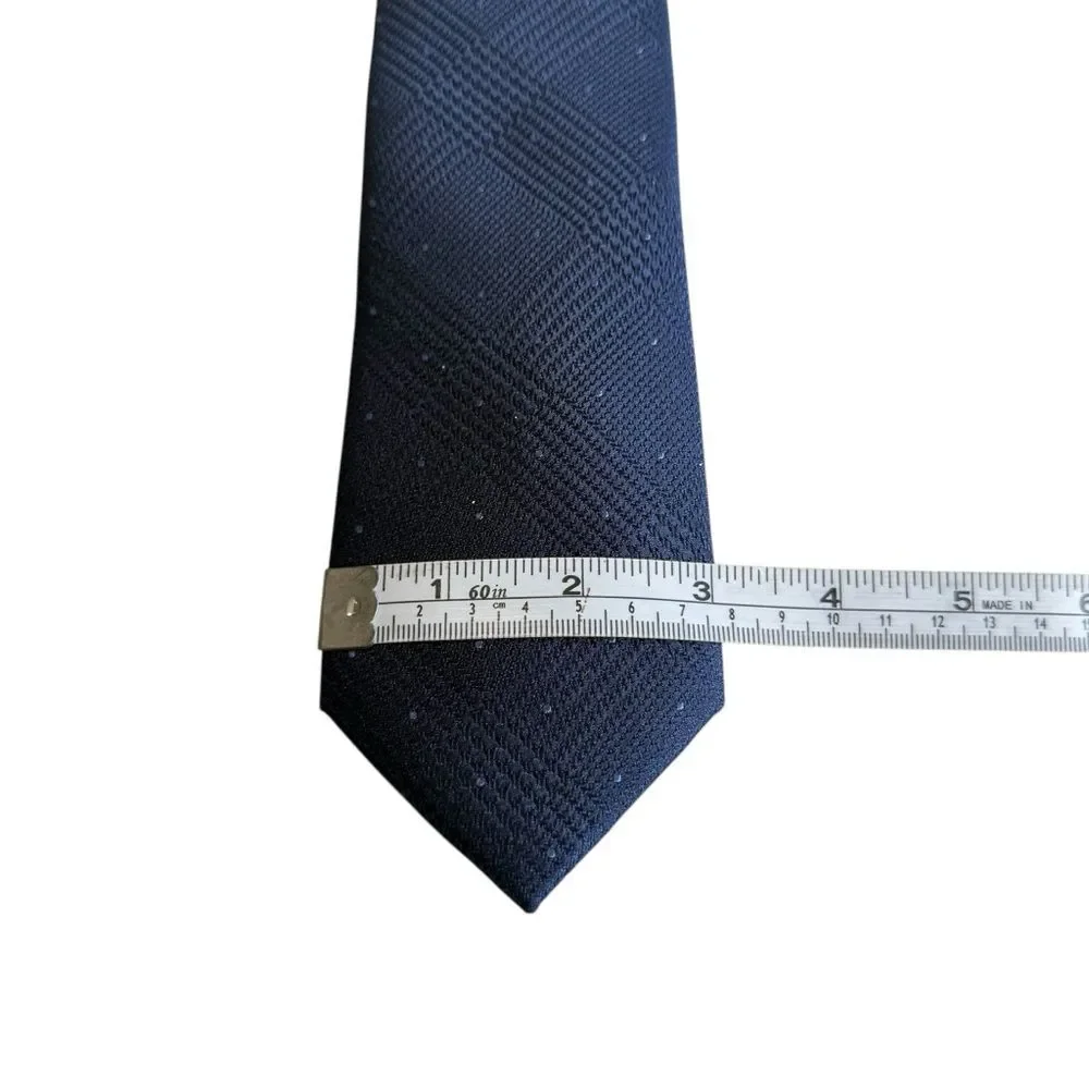 NWT Michael Kors Blue Dotted Glen Check Silk Blend Necktie Tie